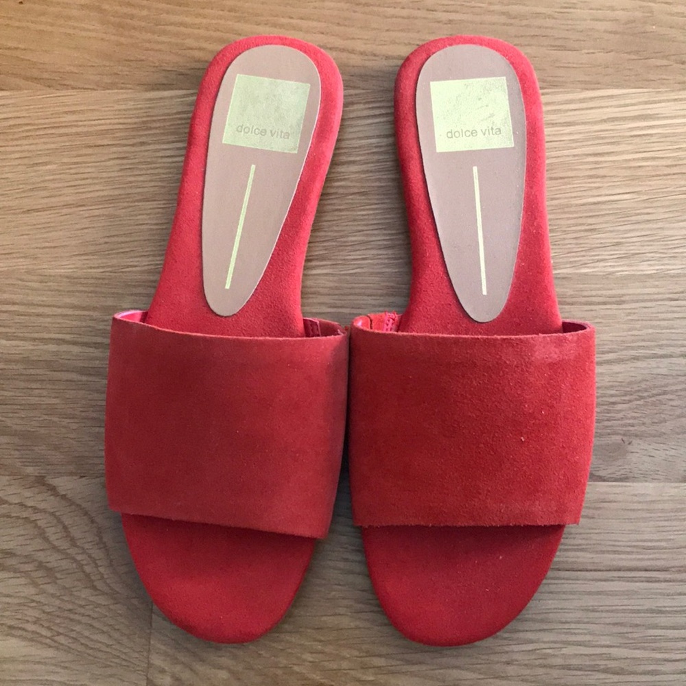 Red flat sandals